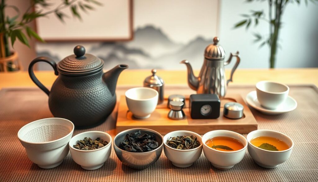 tea tools setup for a tea ritual tea tools setup for a tea ritual