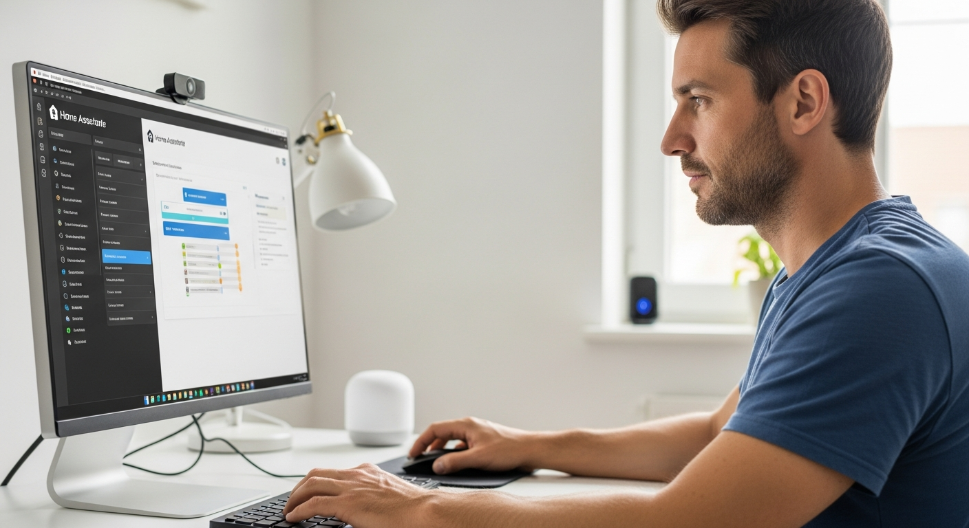 Man installing HACS on his computer